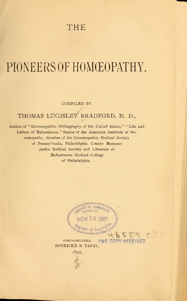 Bradford. Pioneers of homeopathy