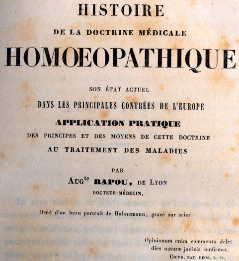 Histoire de la Doctrine Médicale Homéopathique